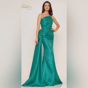 Rina diMontella One Shoulder Teal Dress